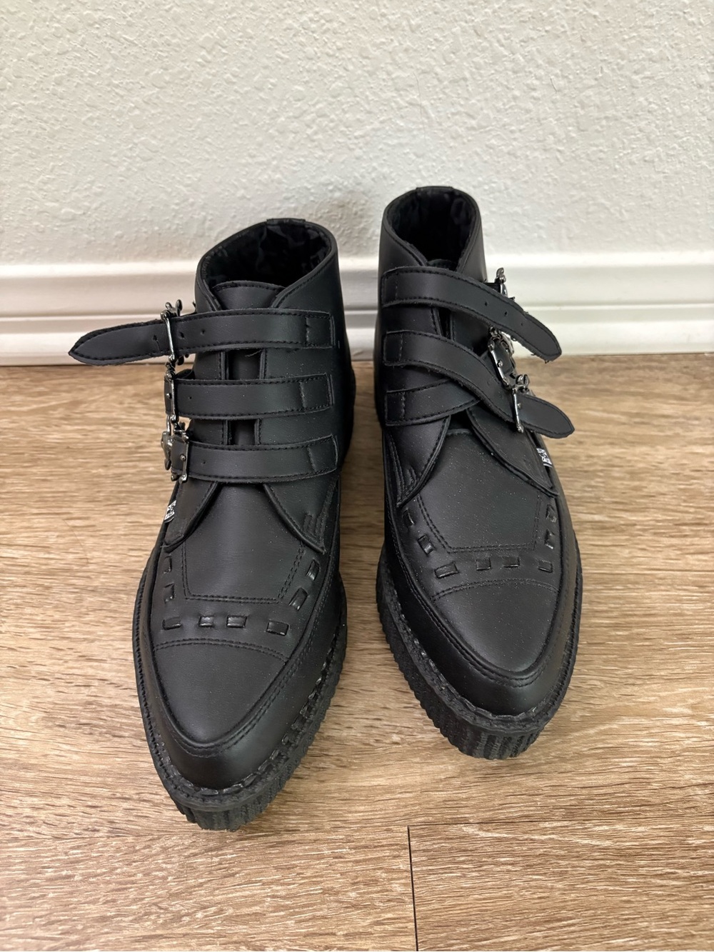 T.U.K. Black Platform Strap Boots